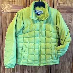 Columbia Jacket 100% Down & Feather lined Green Size Large